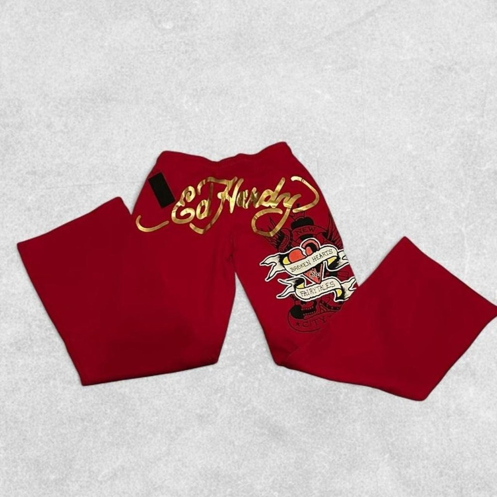 Ed Hardy Red Graphic Joggers